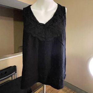 Black gauzy XL women’s dressy Knox Rose tank top pre-loved, some fading